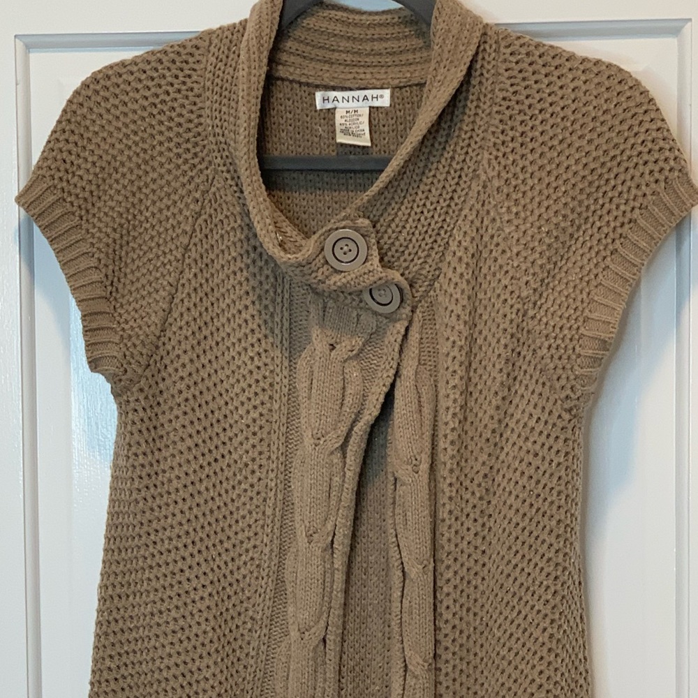 Hannah Open Front Knit Cardigan Vest Sweater- Size S